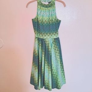 Retrolicious Mermaid Dress Fit & Flare Cotton Green Size Small